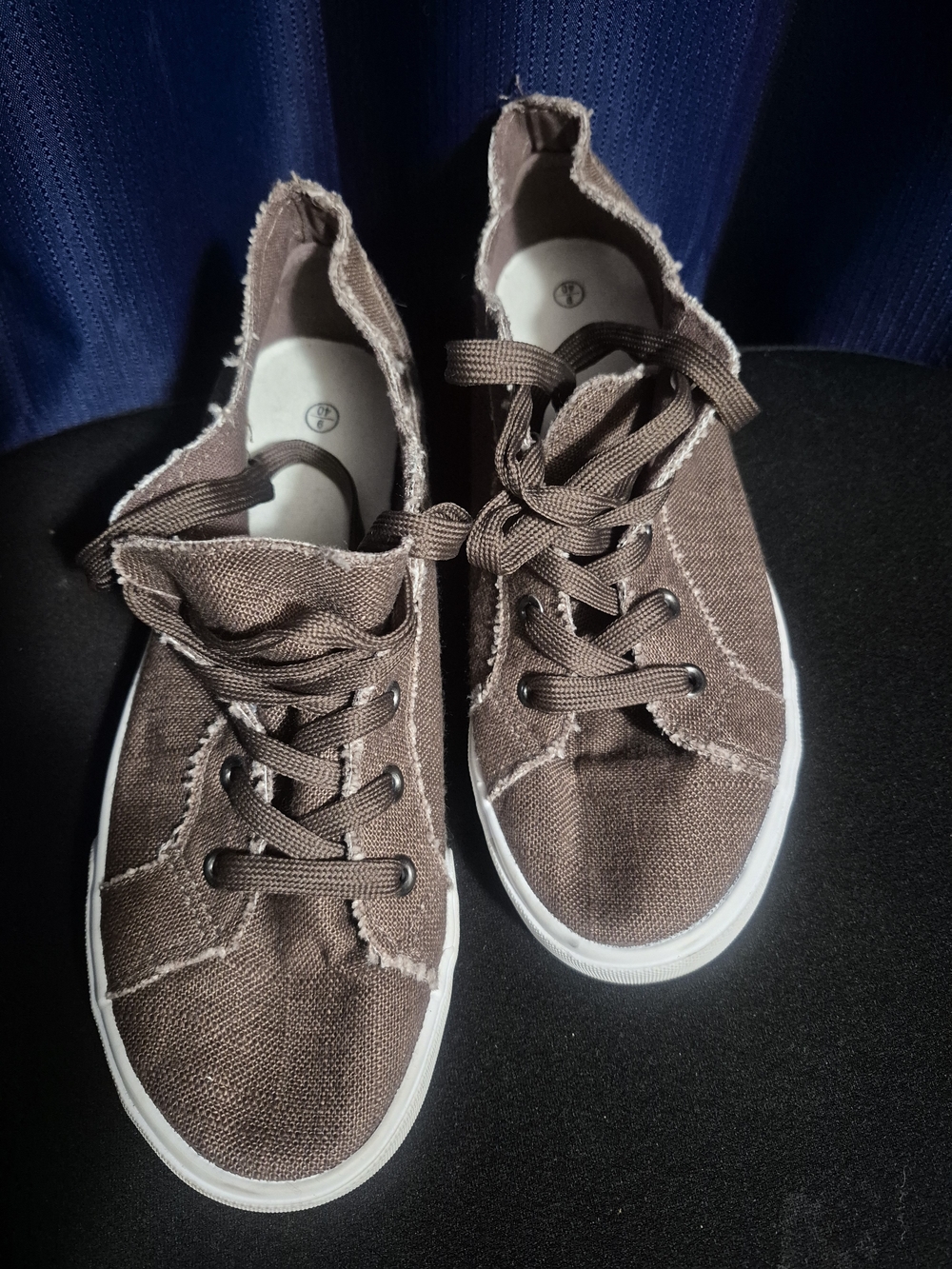 Women’s Frayed Canvas Lace-Up Sneakers - Brown